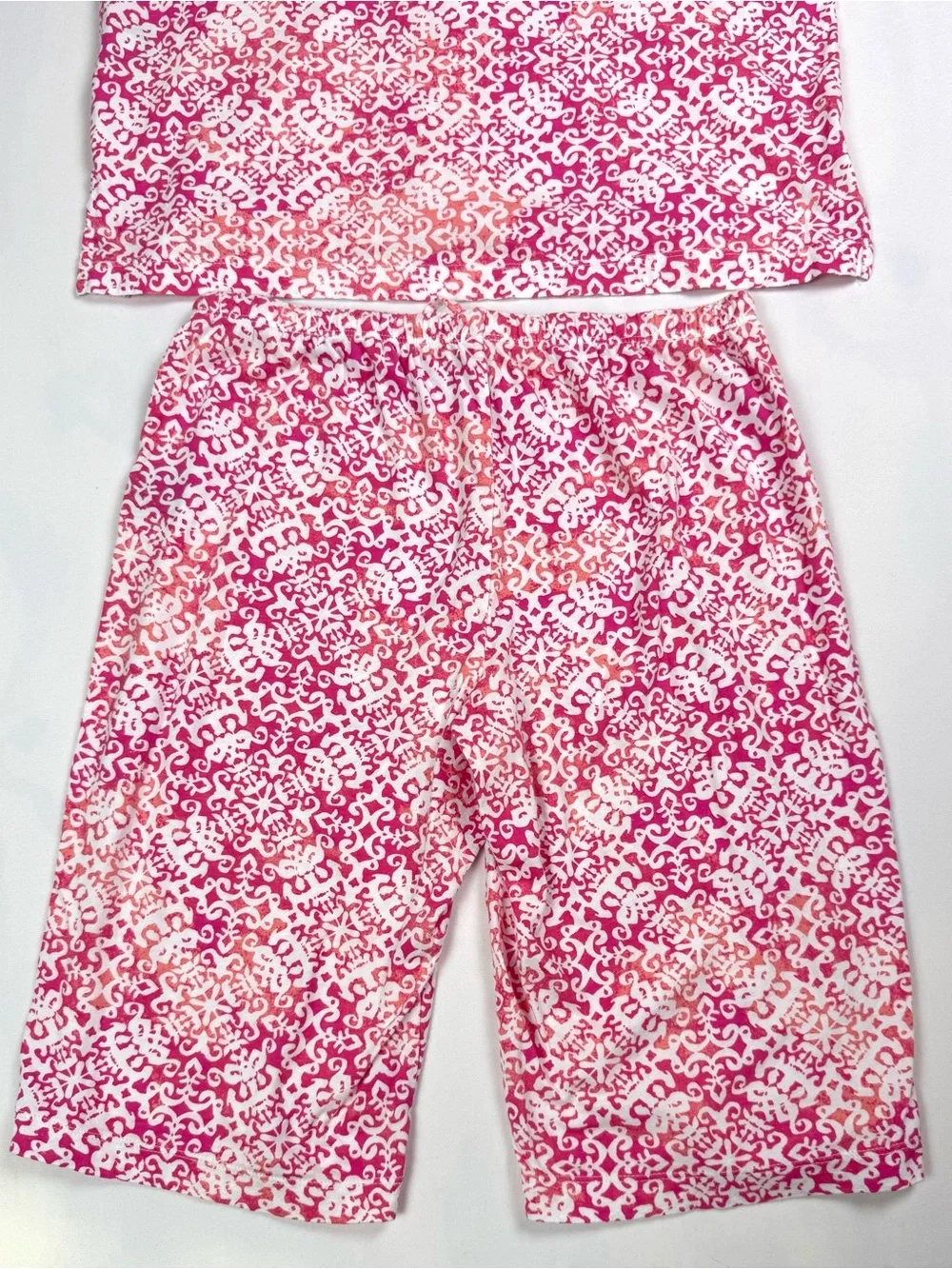 Lauren Ralph Lauren Pajama Set XS Pink Floral Button Front Capri PJs Sleepwear
